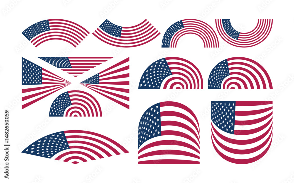 Obraz premium Different Styles of Creative American Flag Variations for 4th of July Independence Day Graphics