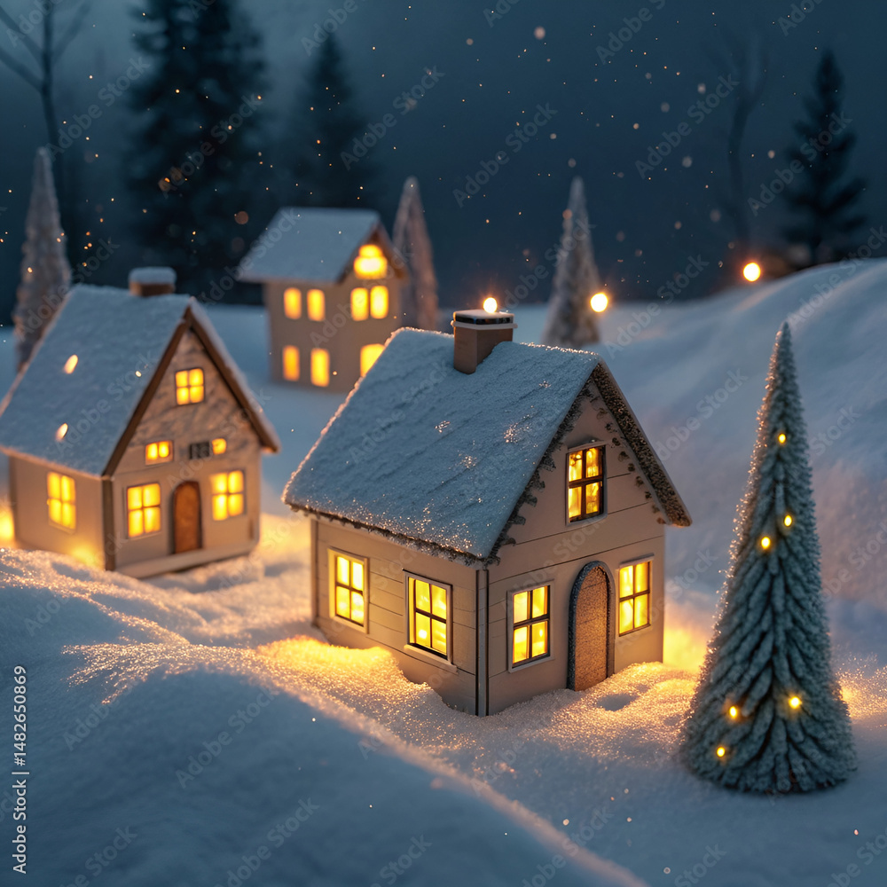 Fototapeta premium christmas house in the snow