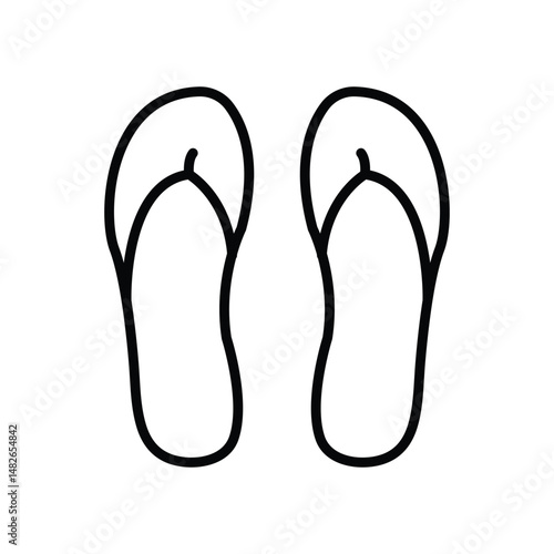 Slippers icon. Beach slippers symbol. sandals outline. Summer footwear sign. Black flip-flops.