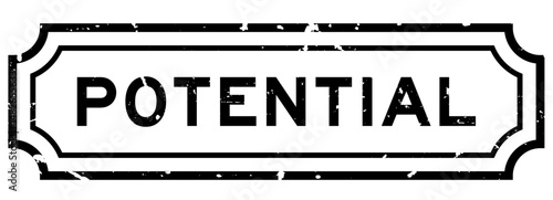 Grunge black potential word rubber seal stamp on white background