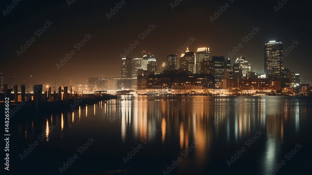 Fototapeta premium City Skyline at Night. (3)