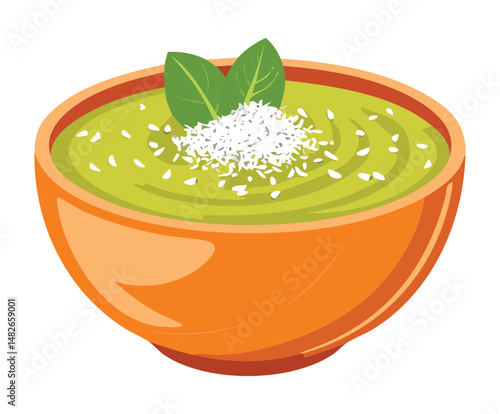 Kiwi smoothies on a bowl - vector illustration