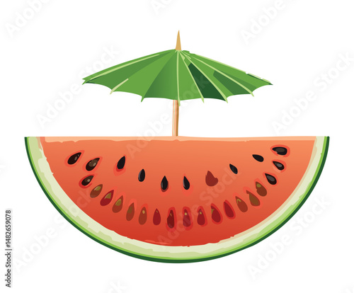 slice of watermelon summer fruit- vector illustration