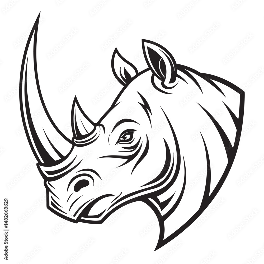 Obraz premium a-rhino-head-vector-logo-in-black-and-white--styli.eps