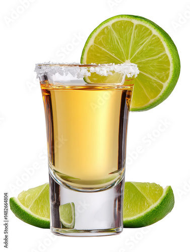 Festive tequila toast lime salt and vibrant celebration photography, isolated on transparent background