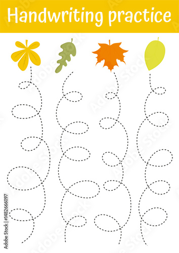 Tracing lines, handwriting training worksheet. Writing training page for children. Educational game, activity for preschool, kindergarten. Fine motoric skills practice for kids.