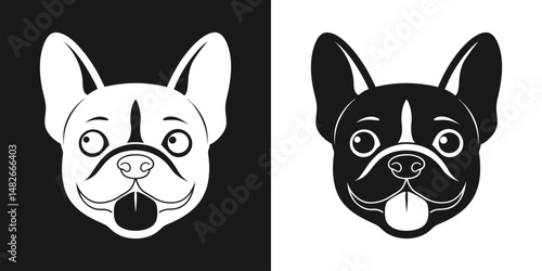 Black and white french bulldog head vector illustration graphic for design elements and prints
