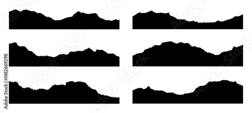 Set of grunge border, divider shapes, black banners with jagged edge vector illustration