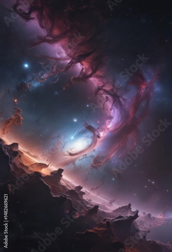 Wallpaper Mural Vast cosmic expanse, swirling nebulae, distant galaxies,  fantasy,  stars,  night sky Torontodigital.ca