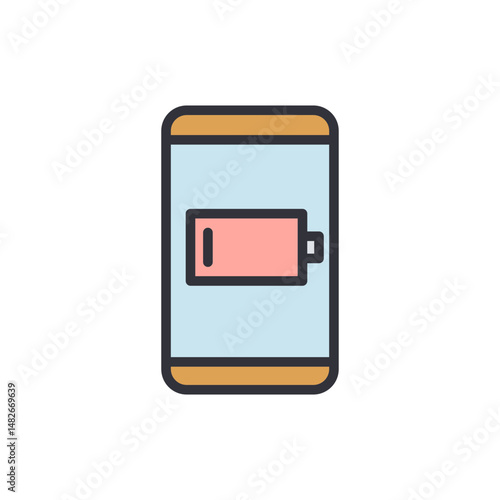 Smartphone Displaying Low Battery Power Notification On Screen