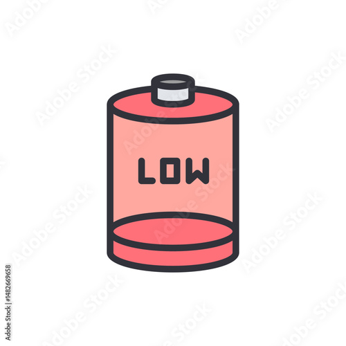 Depleted Energy Source Icon Showing Low Battery Life Indicator