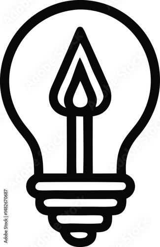 This vector light bulb icon represents an energy saving idea for electric power and bright innovation