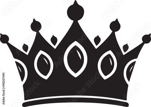 silhouette of royal crown icon with pointed tips and jewel shapes, symbol of monarchy, authority, and elegance