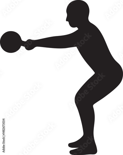 Silhouette vector of a kettlebell swing motion, ideal for fitness, strength training, crossfit, and functional workout themes.
