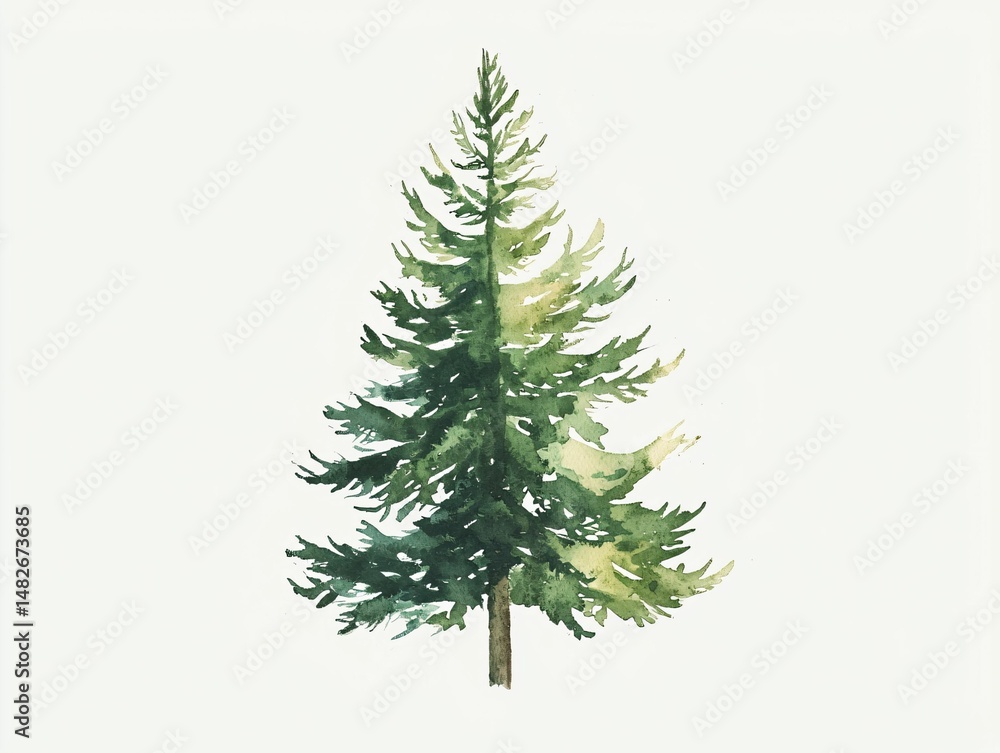 Watercolor Evergreen Tree Watercolor Evergreen Tree