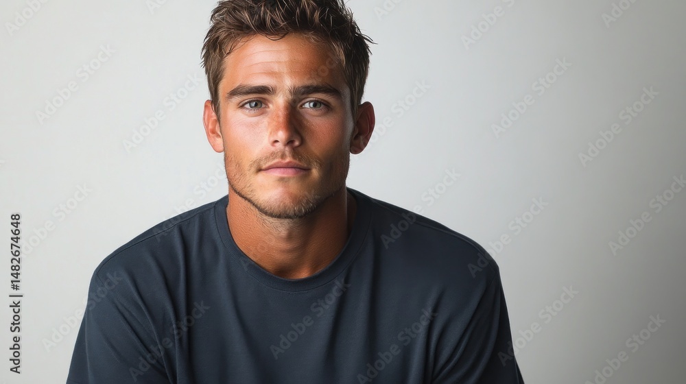 Portrait of a Handsome Young Man with a Serene Expression Portrait of a Handsome Young Man with a Serene Expression