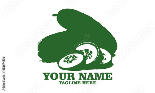 Photorealistic pickles bright green gherkins vector illustration and white background, Photorealistic pickles bright green gherkins vector logo icon