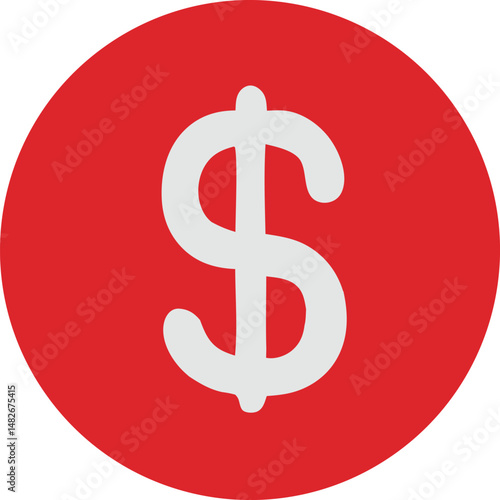 This red dollar sign icon represents American money and finance, a symbol of wealth in the global economy
