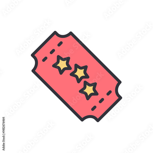 Crimson Ticket With Glimmering Stars For Entertainment Access
