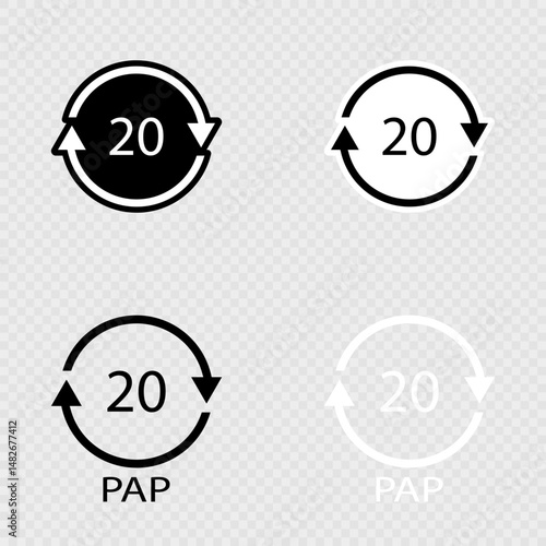 Recycling Code PAP 20 Set, Paper.