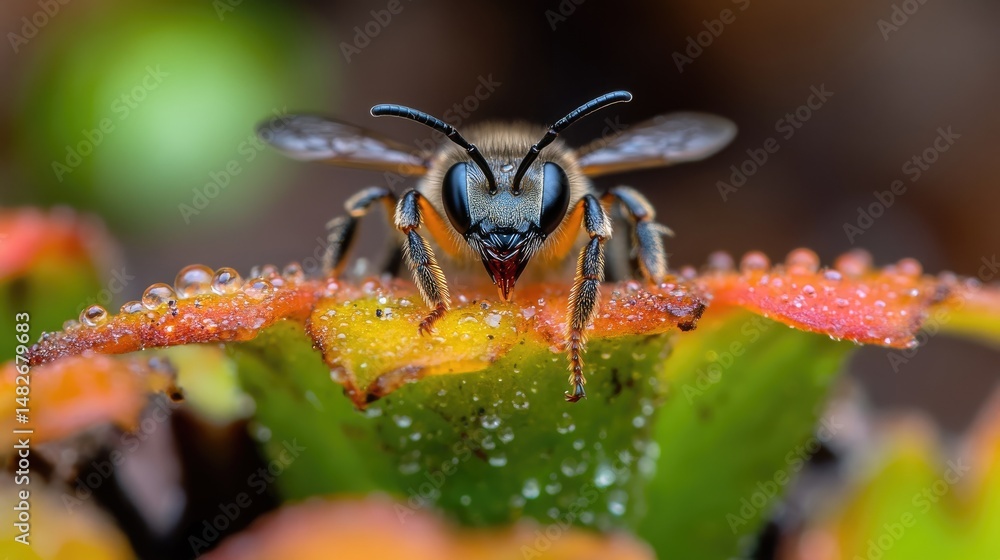 Naklejka premium Close-up of a bee on a flower