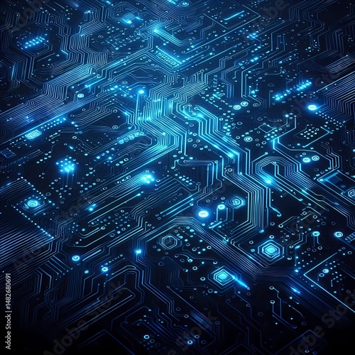 Wallpaper Mural Neon Circuit Board Pattern Torontodigital.ca