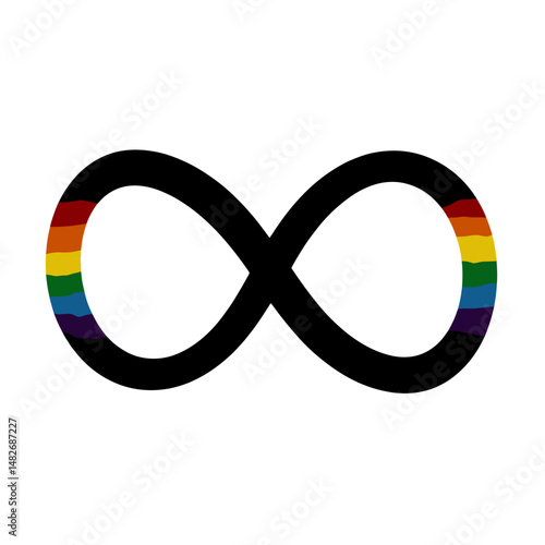 Infinity Symbol with Rainbow Spectrum, White Background, Autistic Pride Day Celebration Concept