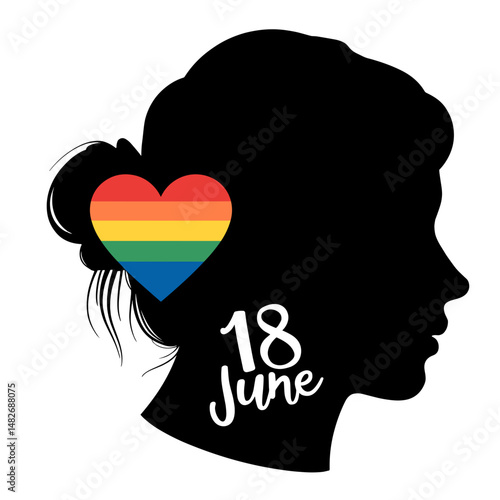 Silhouette of Woman with Rainbow Heart for June 18, Autistic Pride Day Symbolism