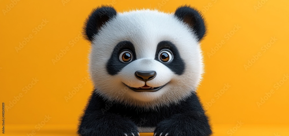 Adorable 3D Rendered Panda Cub: A Symbol of Joy and Playfulness Adorable 3D Rendered Panda Cub: A Symbol of Joy and Playfulness
