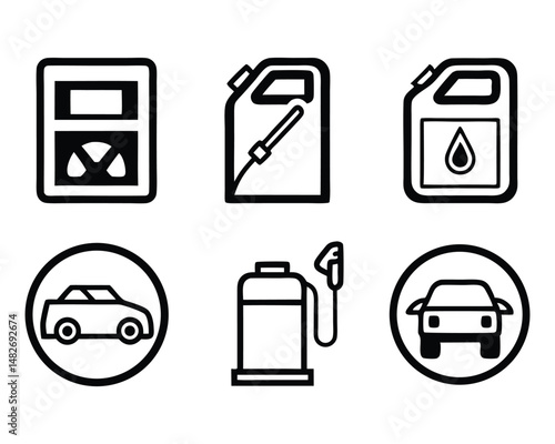 gas station icon set