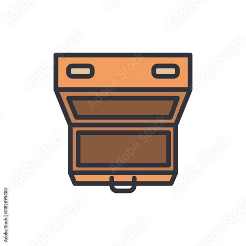 Illustration Of An Open Retro Suitcase With A Transparent Backdrop