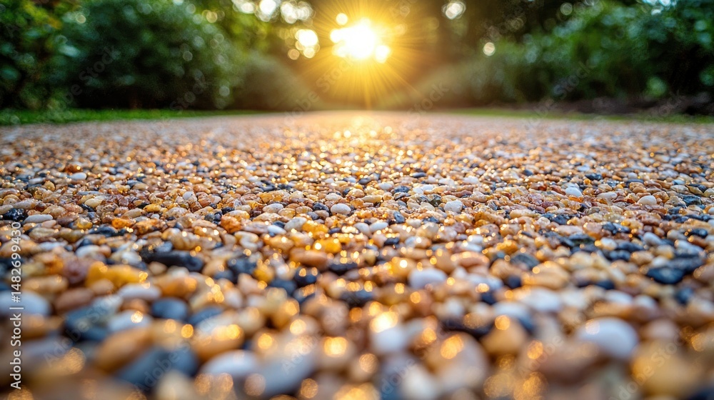 Fototapeta premium Stone pathway leading to sunlight in nature