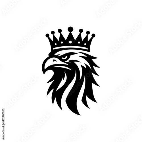 Eagle head with crown emblem logo. elegant eagle head with crown logo.