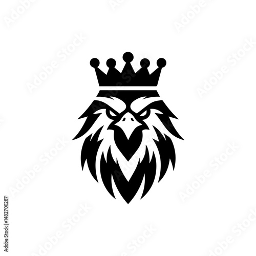 Eagle head with crown emblem logo. elegant eagle head with crown logo.