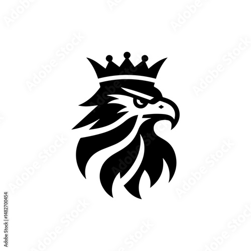 Eagle head with crown emblem logo. elegant eagle head with crown logo.