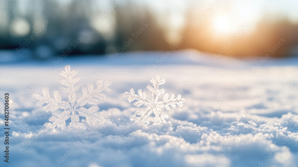 Winter wonderland scene with snow crystals Winter wonderland scene with snow crystals