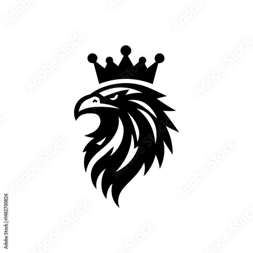 Eagle head with crown emblem logo. elegant eagle head with crown logo.