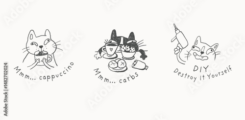 Sarcastic Cats – Hand Drawn Funny Minimal Illustrations