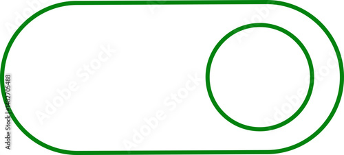 Power on button icon. Turn on switch button. On toggle switch buttons. On vector with green color isolated on transparent background.