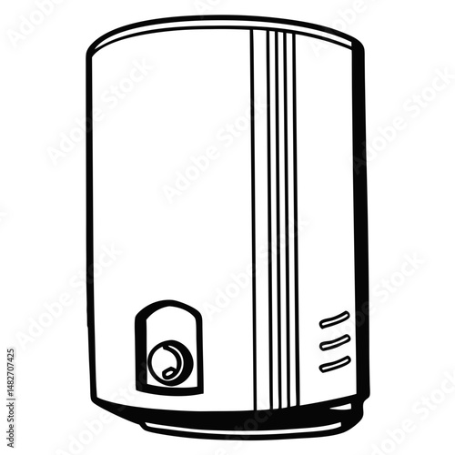 Electric water heater in minimalistic design outline illustration  