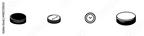 Vector icons of round buttons and controls for user interfaces, designed with clean lines and minimalism
