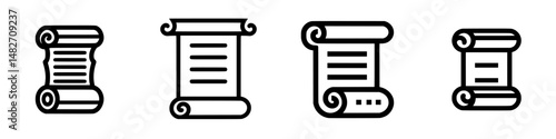 Vector illustration of scroll icons representing various designs and styles for use in digital platforms or print materials