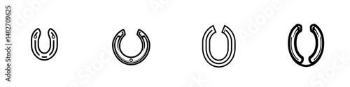 Vector illustration of horseshoes in different styles showcasing luck and tradition in various cultures