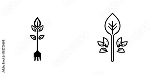 Illustrative icons representing sustainable agriculture and plant-based practices for eco-friendly living