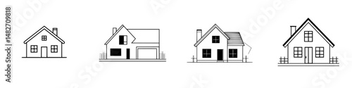 Vector illustration of various house designs showcasing unique architecture styles and structures suitable for residential living