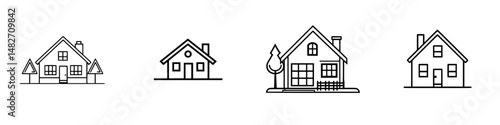 Vector illustration of different house designs showcasing varied architectural styles for residential use
