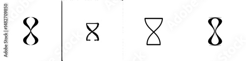 Vector illustration of various hourglass designs showcasing time and measurement in a minimalist style