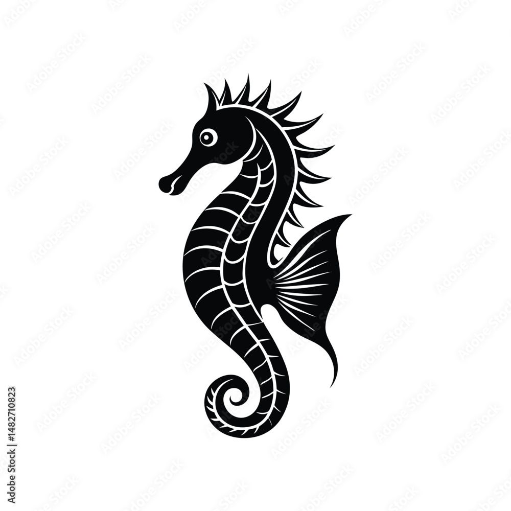 Obraz premium Flat and Minimal seahorse icon vector illustration isolated on white background