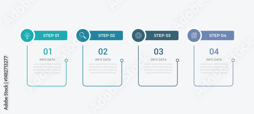 vector illustration Infographic design template with icons and 4 options or steps. Can be used for process, presentations, layout, banner,info graph.