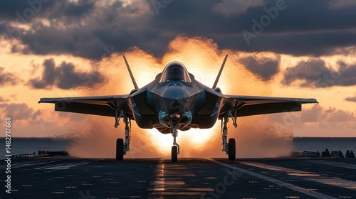 Wallpaper Mural dramatic moment as the F35 fighter jet lifts off from the carrier, its engines roaring and propelling it skyward Torontodigital.ca